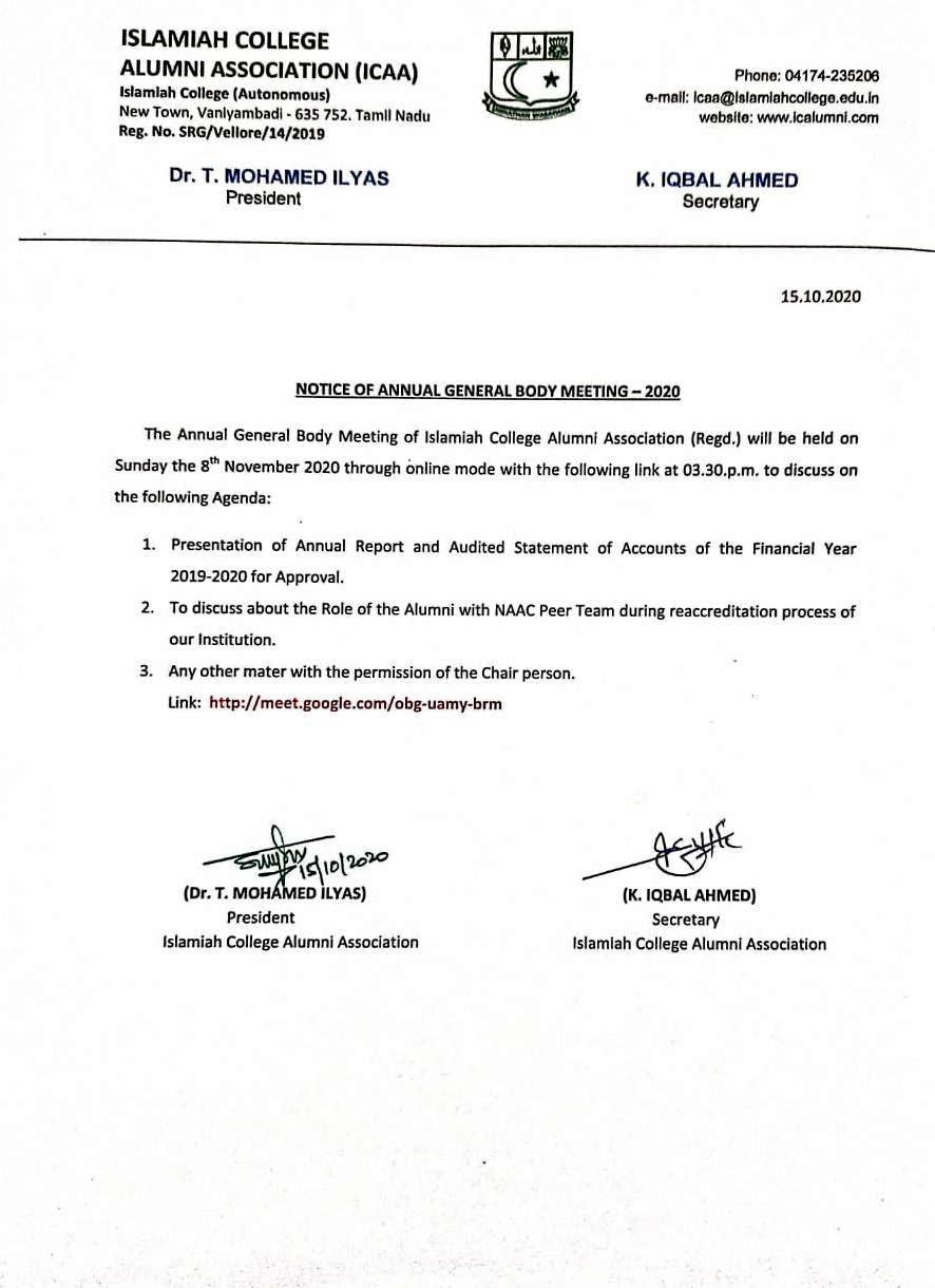 Annual General Body Meeting 2020 